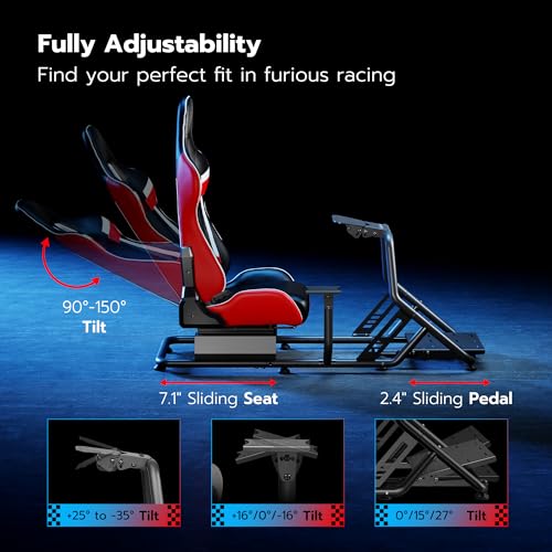 ARES WING Racing Simulator Cockpit with Monitor Mount and Seat, Formula and GT Sim Racing Cockpit Compatible with Fanatec, Thrustmaster, Logitech, Moza Racing Games on PS5, PS4, Xbox and PC
