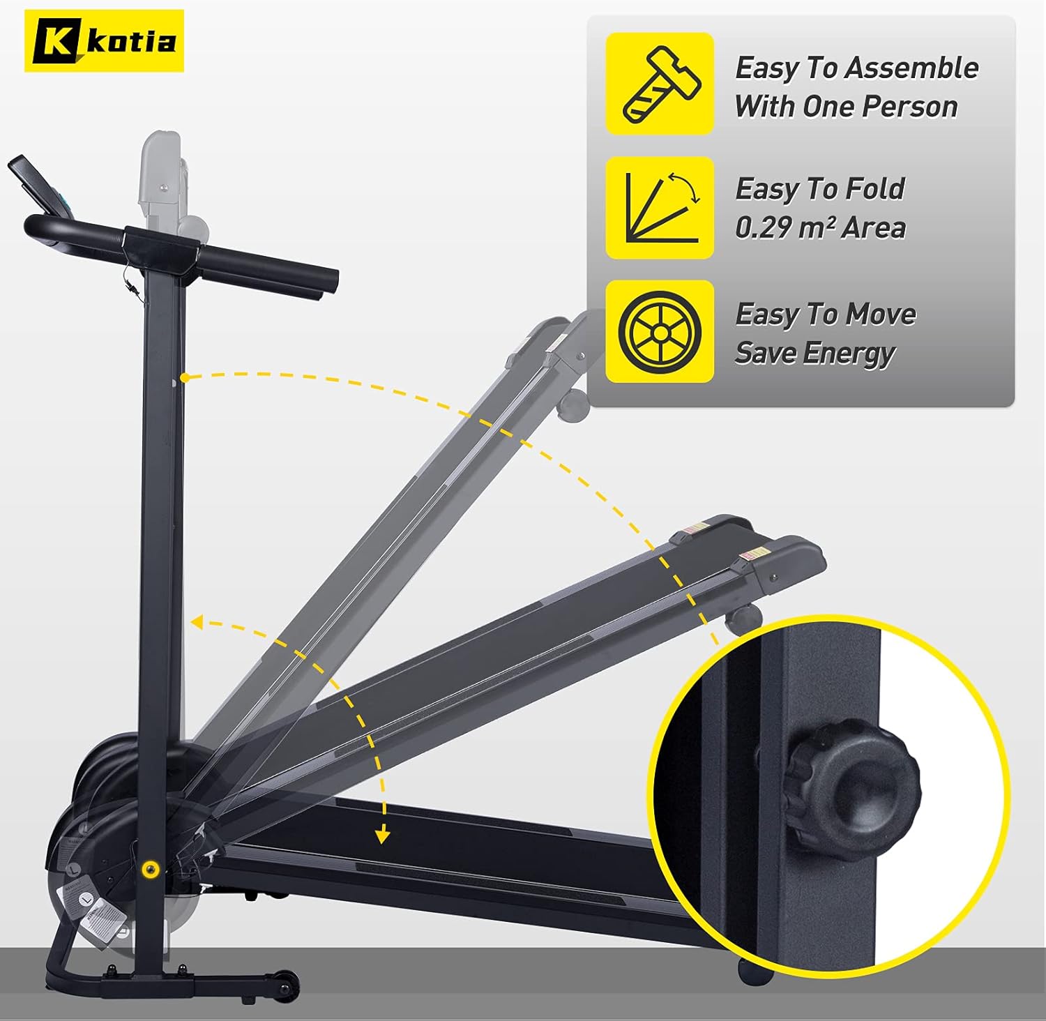 Manual Treadmill Non Electric Treadmill with 10° Incline Small Foldable Treadmill for Apartment Home Walking Running (Mode GHN213)