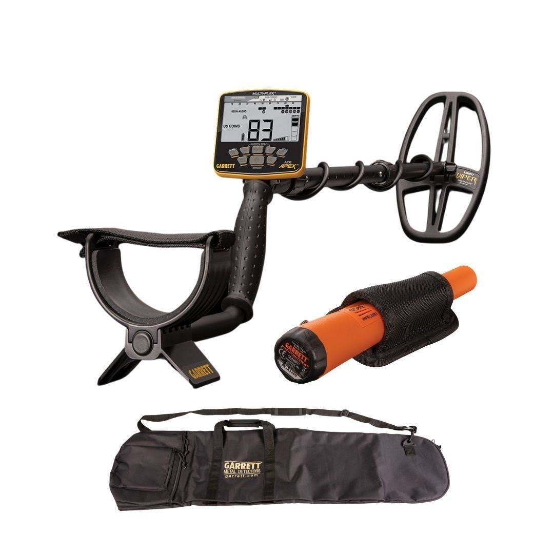 Garrett Ace Apex Metal Detector with Garrett Pro-Pointer at Z-Lynk and Carry Bag
