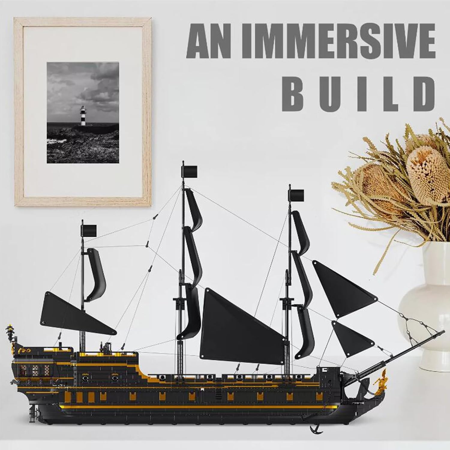 13186 MOC Technology Pirate Ship Building Blocks Black Pearl Ship Sailboat Model Construction Building Collector Series 5266+ Pieces Boat Model Kits Assembly Toy for People from 14 Years