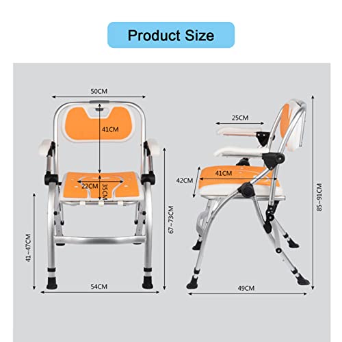 Bedside Commode with Adjustable Height,Commode Wheelchair One Button Folding Commode Chair Toilet Multifunction Shower Chair Use as Mobile Toilet Travel Easy to Fold for Disabled Elderly B