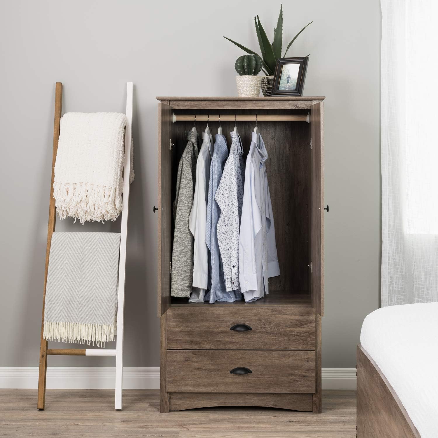 Prepac Salt Spring Armoire, 58.75" H, Drifted Gray