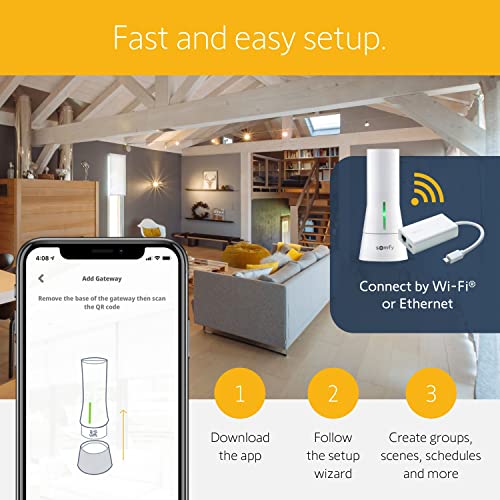 Somfy TaHoma Hub - Smart Home Gateway for RTS Blinds, Shades, and Awnings - Compatible with Voice Assistants, Easy Setup, Ethernet Connection Required for IOS - #1811731, #1870470