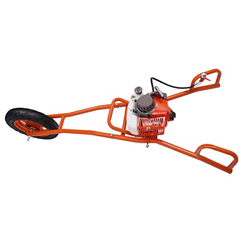 63CC Post Hole Digger 3HP Gas Powered Earth Auger Borer Ground Drill Gasoline Earth Auger Wheelbarrow with 11" Bit for Fence Ground Drill Garden Tree Planting (Red)