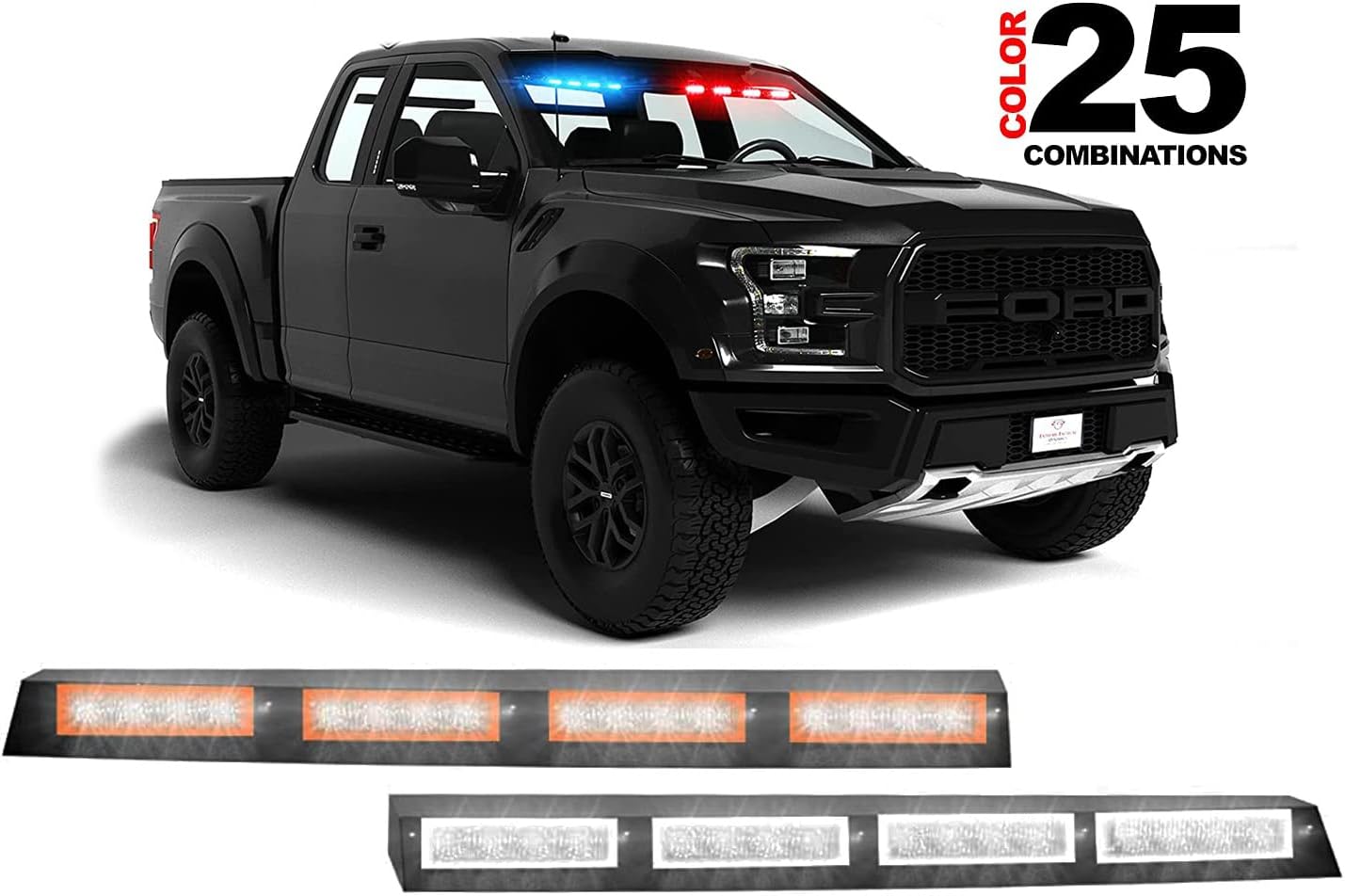 Extreme Tactical Dynamics Elemental 40 Visor Light LED Strobe Visor Light Interior Windshield Light Bar Split Mount Emergency Lights - Blue/White