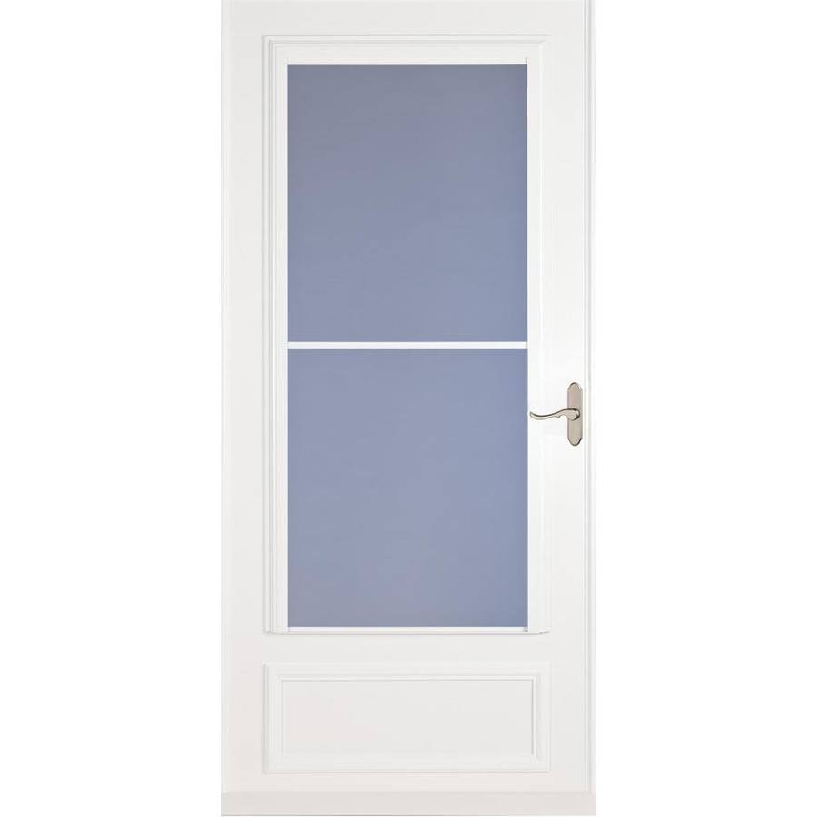 Larson Savannah 36-in x 81-in White Mid-View Universal Reversible Wood Core Storm Door | 37082032