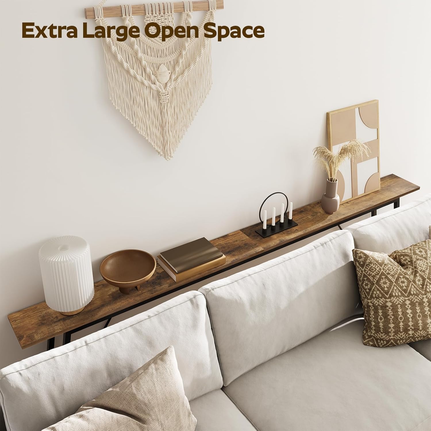 Console Table, Narrow Long Entryway Table, Industrial Skinny Sofa Tables, 2-Layer Hallway Table for Entryway, Display Table Behind Couch, Rustic Brown and Black CT20BR-CT14BR