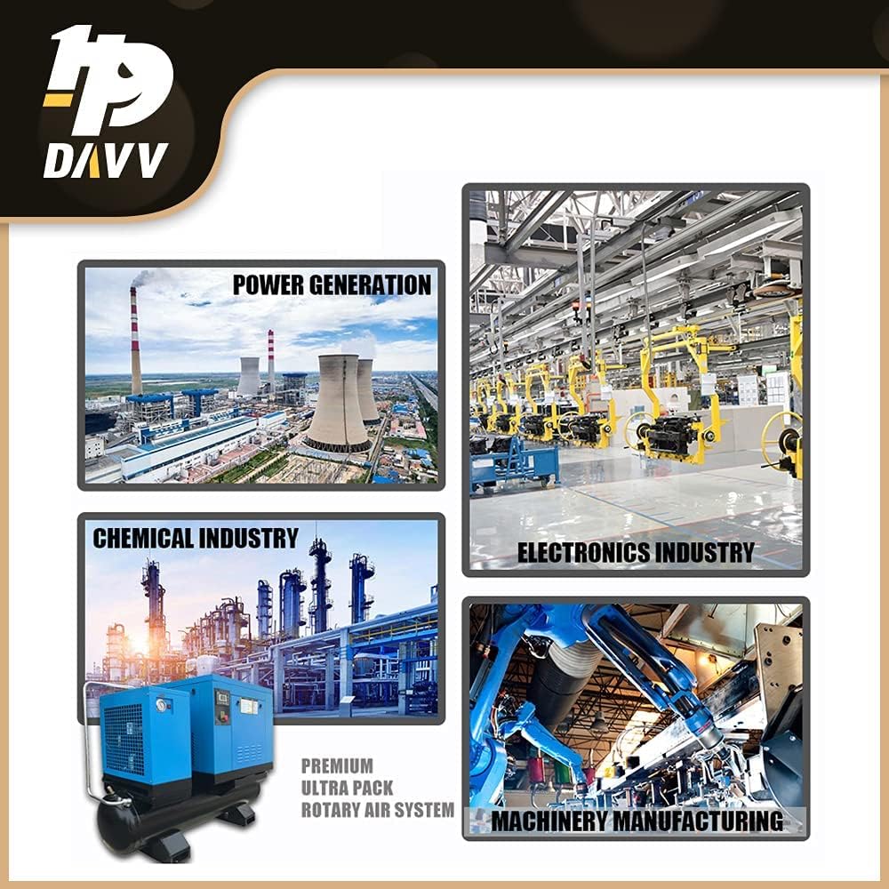 460V 3-Phase Rotary Screw Air Compressor With ASME Tank & Refrigerated Dryer - 10HP/7.5KW - 40CFM/125PSI - 80 Gallon ASME Tank Industrial Air Compressed System Base Mounted Pack7-TA46