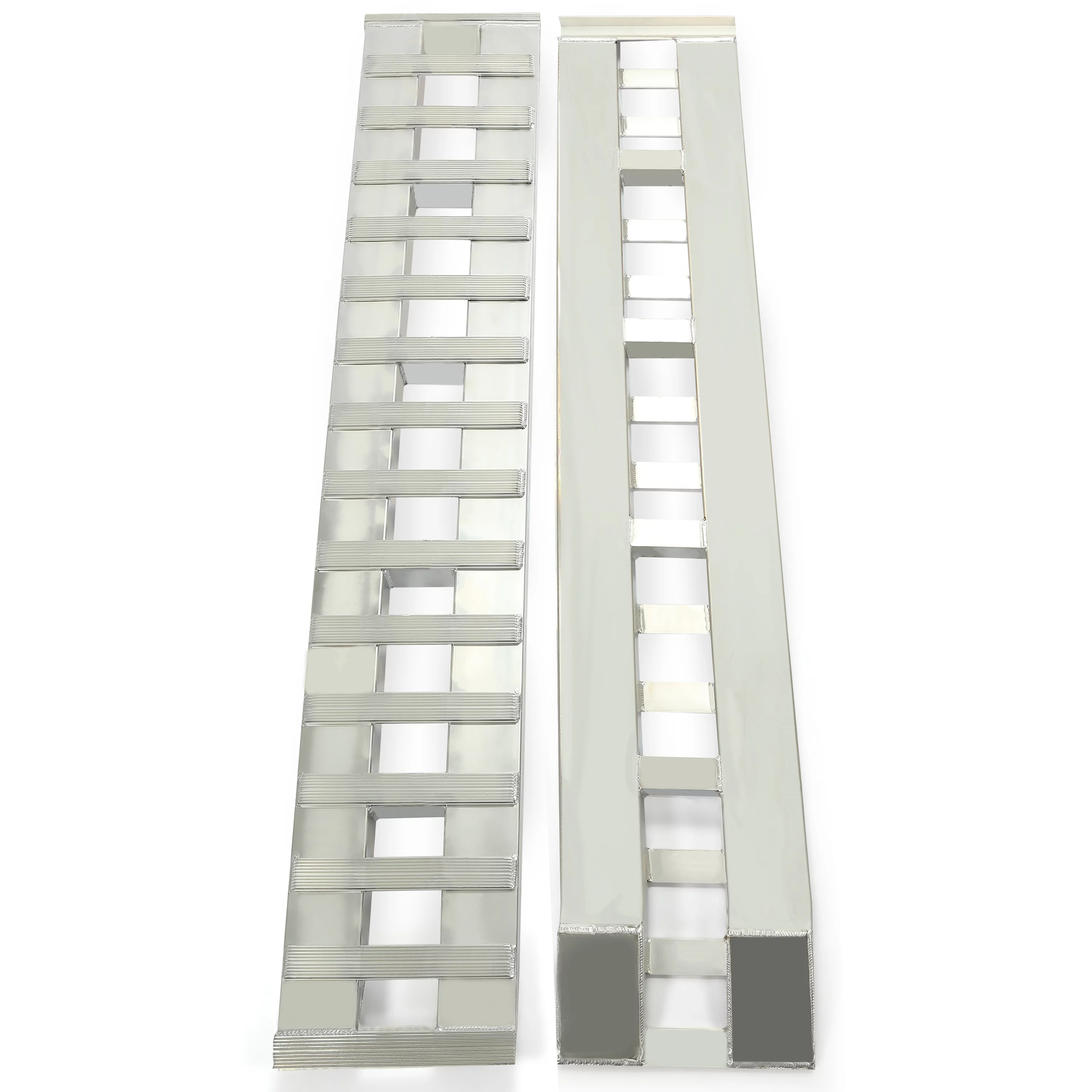 HECASA Pair Truck Car Auto Trailer Ramps 80" X 15" X 2.3" 6000 LBS Universal Truck Trailer Hook End Knife Foot Heavy Duty for ATV, Lawn Mower, Motorcycle Silver Aluminum