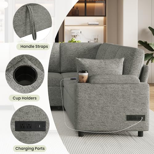 Oversized U-Shaped Sectional Sofa Couch Plush Corduroy Upholstered Modular Deep Seat Sofa&Couch Sectional W/Right Facing Chaise Lounge and 7 Toss Pillows for Home Apartment Living Room Furniture Sets