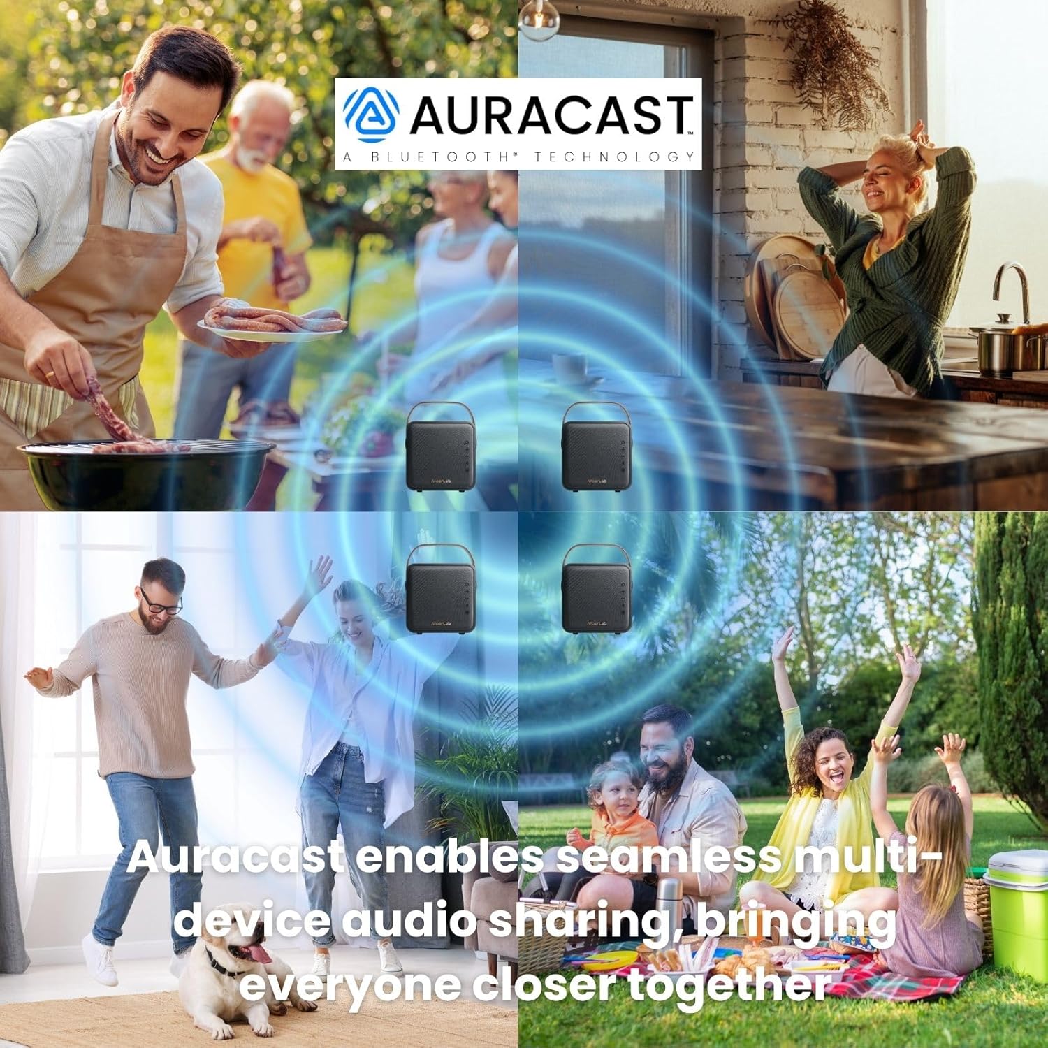 Overture Auracast Portable Bluetooth Speaker with 80W Stereo Sound, Deep Bass, 20H Playtime, 66ft Bluetooth Range, Bluetooth 5.3 TWS Pairing Portable Wireless Speaker for Outdoor, Home, Party