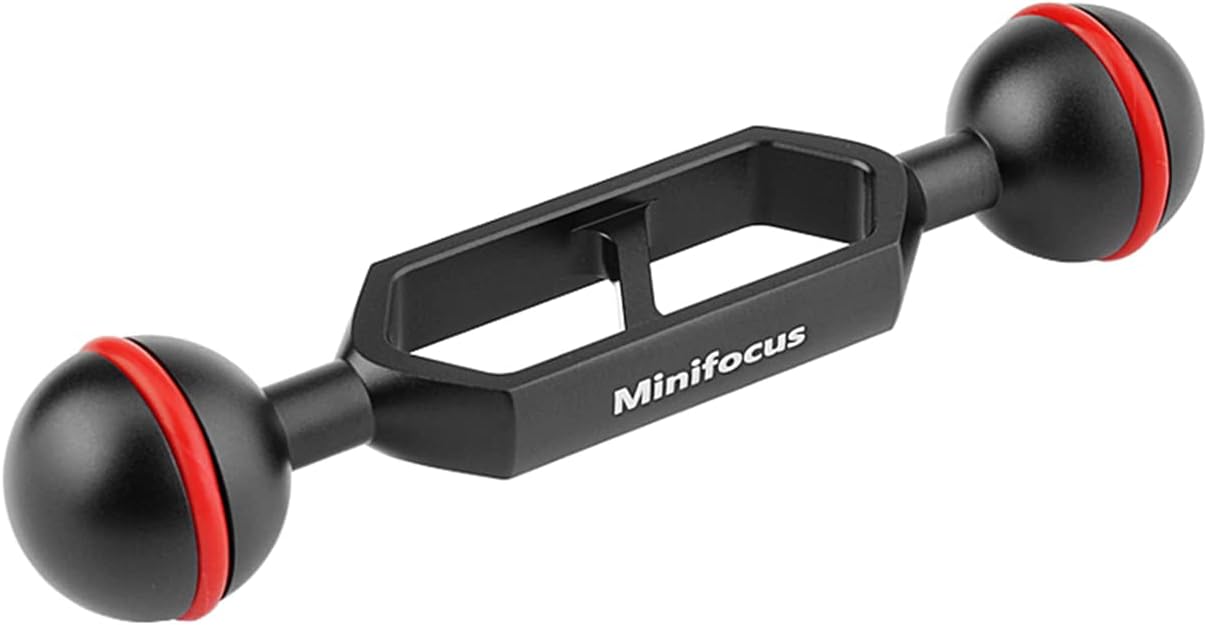 MINIFOCUS Double 1�� Ball Arm 5'' Scalable Aluminum Alloy Underwater CNC Arm System Connector Ball Head Extension for Strobe/Video Light/Diving Camera Tray, Waterproof and Rustproof