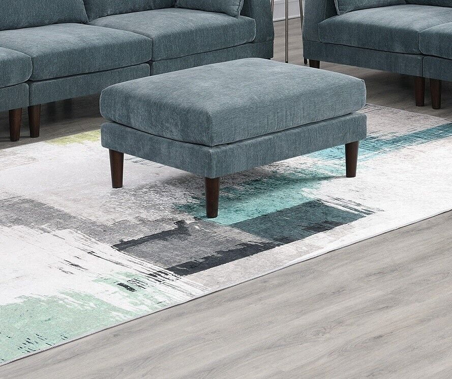 Living Room Classic 7pc Modular Sofa set 4x Corner Wedge 2x Armless Chair 2x Ottoman Mineral Morgan Fabric Cushion Couch