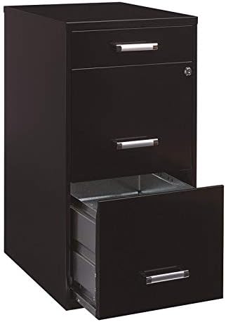 Hirsh Industries 18in. Deep 3 Metal Organizer Pencil Drawer SOHO Vertical File Cabinet, 18", Black