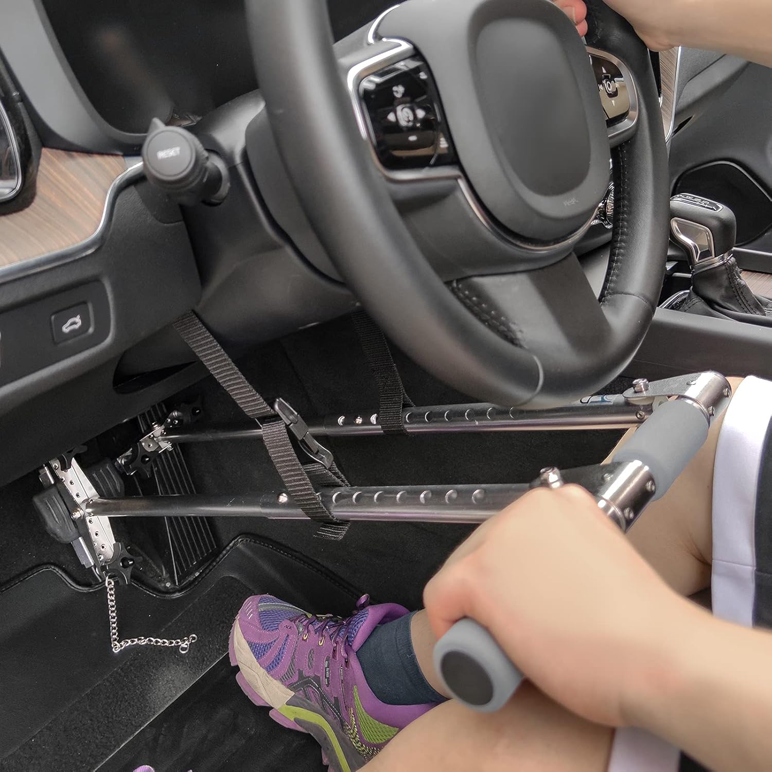 DriFeez Car Hand Controls for Disabled Drivers, Portable Thumb Controlled Handicap Driving Sticks Car Hand Controls Drive Assist (Silver)