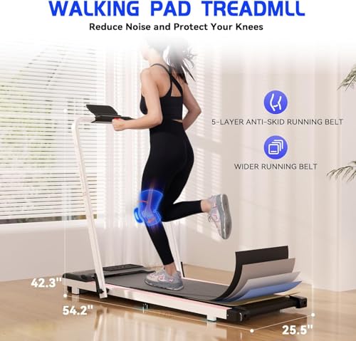 SupeRun 3 in 1 Folding Treadmills for Home Small, 3.0HP Under Desk Treadmill, Walking Pad Treadmill 300 lb Capacity with Remote & APP Control, LED Display, Powerful Quiet Walking Pad with Handle Bar