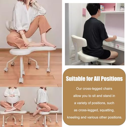 Game Cross Legged Chair with Back Support, Swiveling Meditation Chair for Yoga Kneeling Lovers, Office Desk Chair for Kid Adult Fidgety Sitters(Black)