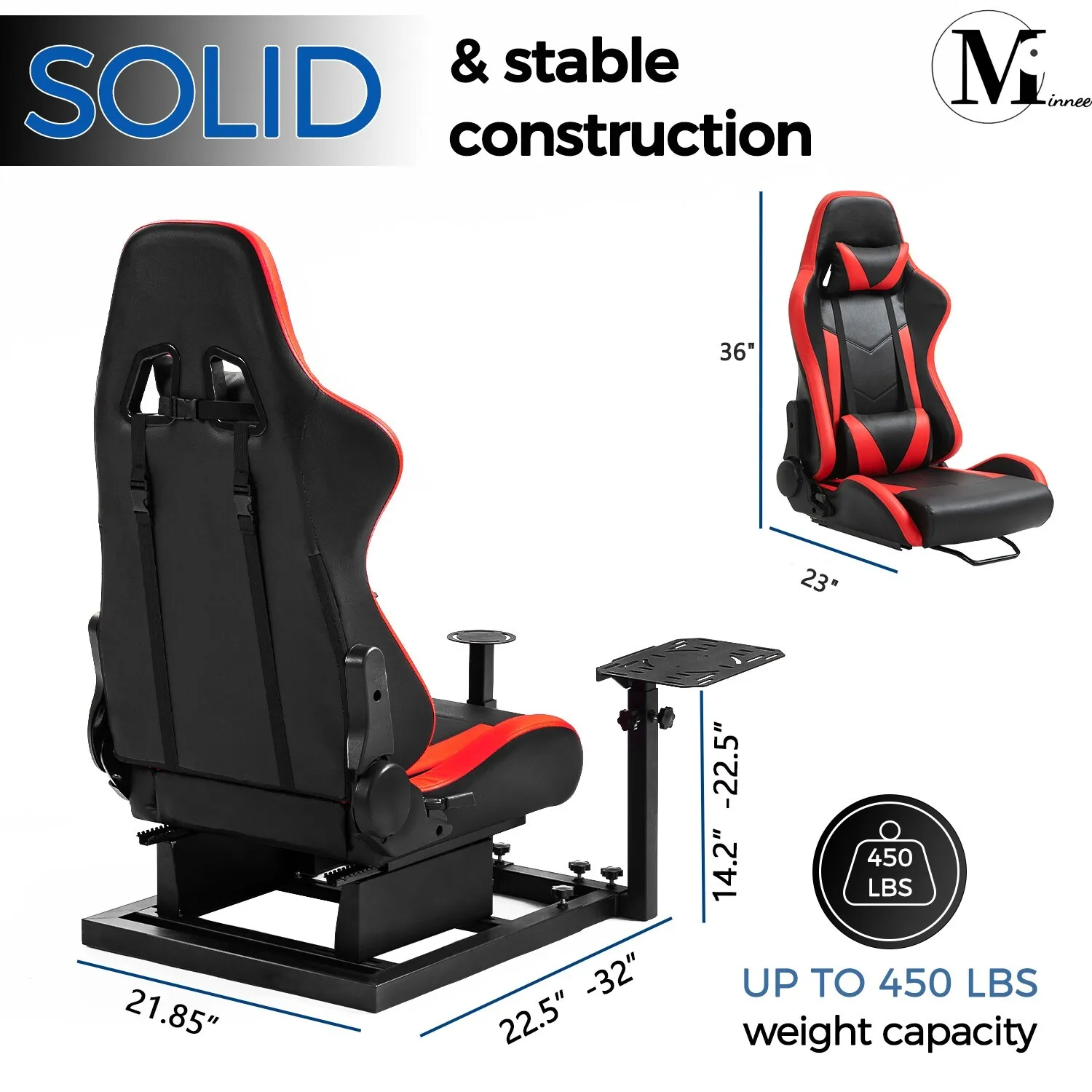 Minneer Flight Simulator Cockpit with Red Seat Fit for Logitech X52/X52pro/X56,Thrustermaster Hotas Warthog Compatible with Xbox One PS4 PC Platforms
