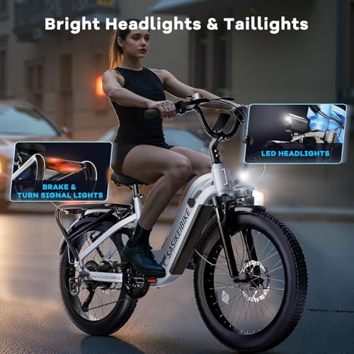 1500W Motor Peak Electric Bike for Adults and Teenagers, 48V 20AH Removable Battery Step Thru EBike, 30+MPH, 80 Miles Max Range, 24" Fat Tire Adult Electric Bicycles for 7 Speed