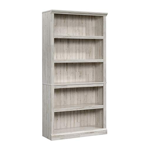 Sauder 5 Tier Book Shelf Wooden Bookcase Multipurpose Bookshelf for Home Office, Living Room, in Chalked Chestnut