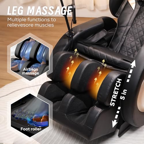 Massage Chairs Full Body Zero Gravity Massage Chair and Recliner with Heat, Airbags, Foot Massage, Phone Controller, Bluetooth Speaker, Nightlights for Living Room, Bedroom