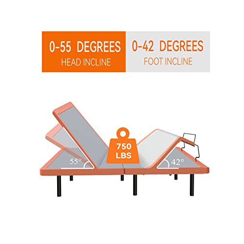 Split King Adjustable Bed Frame with Mattress - 14” Luxury Hybrid Mattress, Smart APP Contorl, Massage, Zero Gravity, Anti-Snore, 5 Minutes Installation, Head and Foot Incline, Medium Soft, Split King