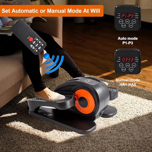 Under Desk Elliptical Machine, Fully Assembled Ellipse Leg Exerciser Machine, Mini Elliptical Machines Auto & Manual Mode, Arm & Leg Exerciser for Seniors Adults Teens