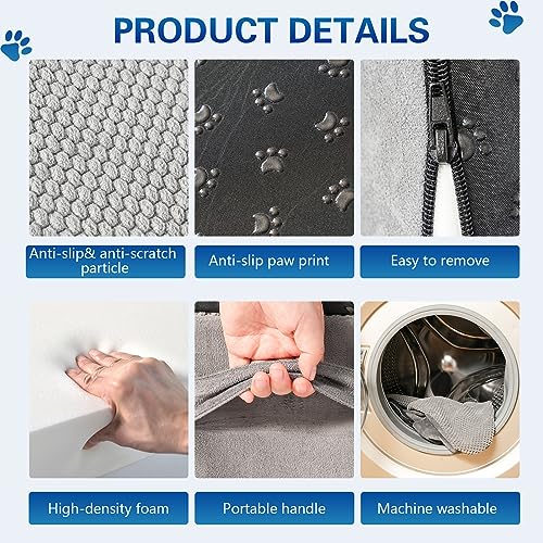 28 Inch High Dog Stairs & Steps for High Bed, Extra Wide 6 Tier Pet stairs, Dog Couch/Ramps for Small Dogs, Injured Pets or Older Dogs to Get On Bed, Pet Steps with Handle and Washable Cover