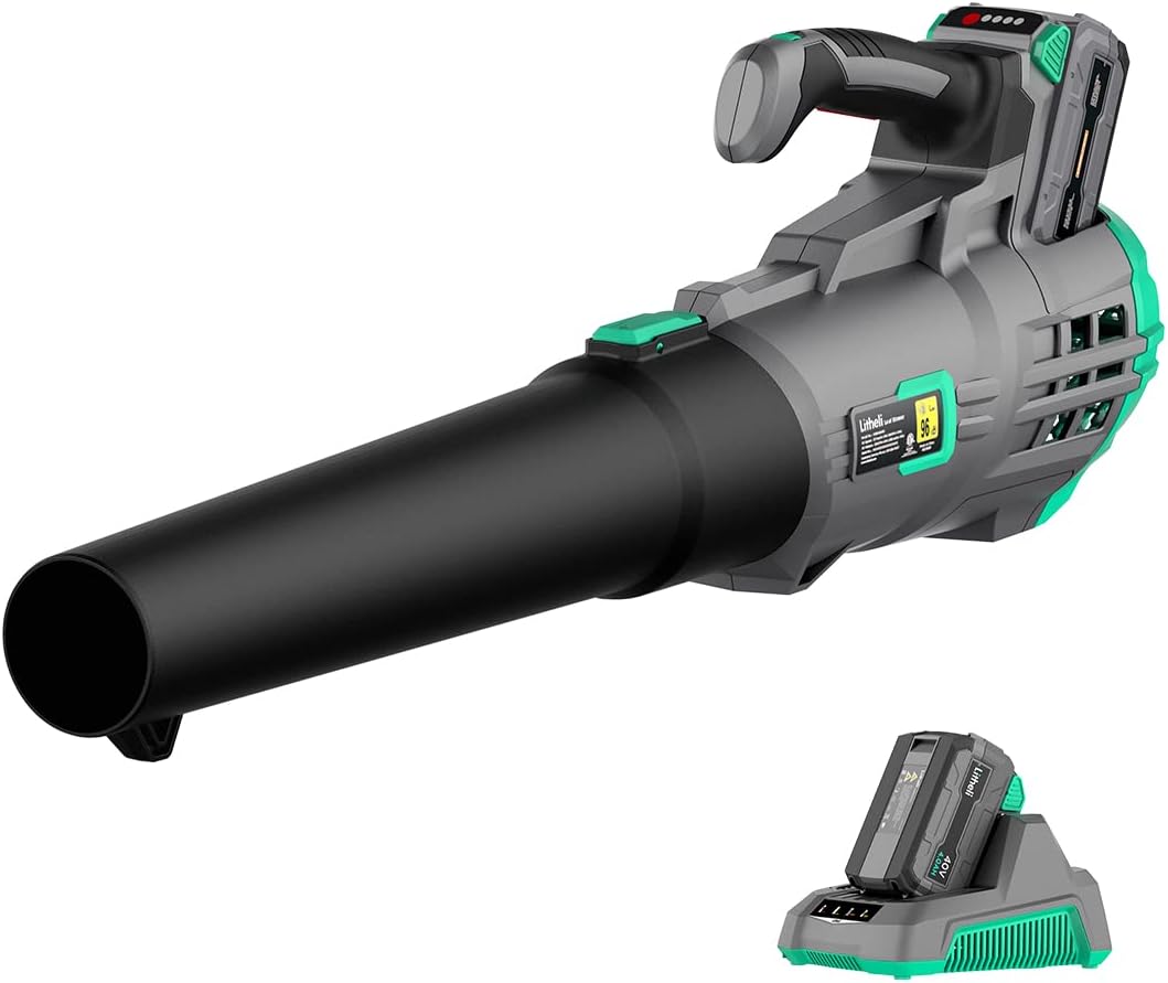Litheli Cordless Leaf Blower 40V, Battery Leaf Blowers for Lawn Care, Lightweight Axial Blower for Blowing Leaf, Dust, Debris, with 2.0Ah Battery & Charger Included