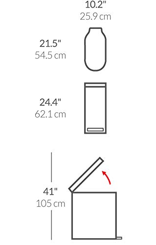 simplehuman 45 Liter / 12 Gallon Slim Hands-Free Kitchen Step Trash Can, White Stainless Steel