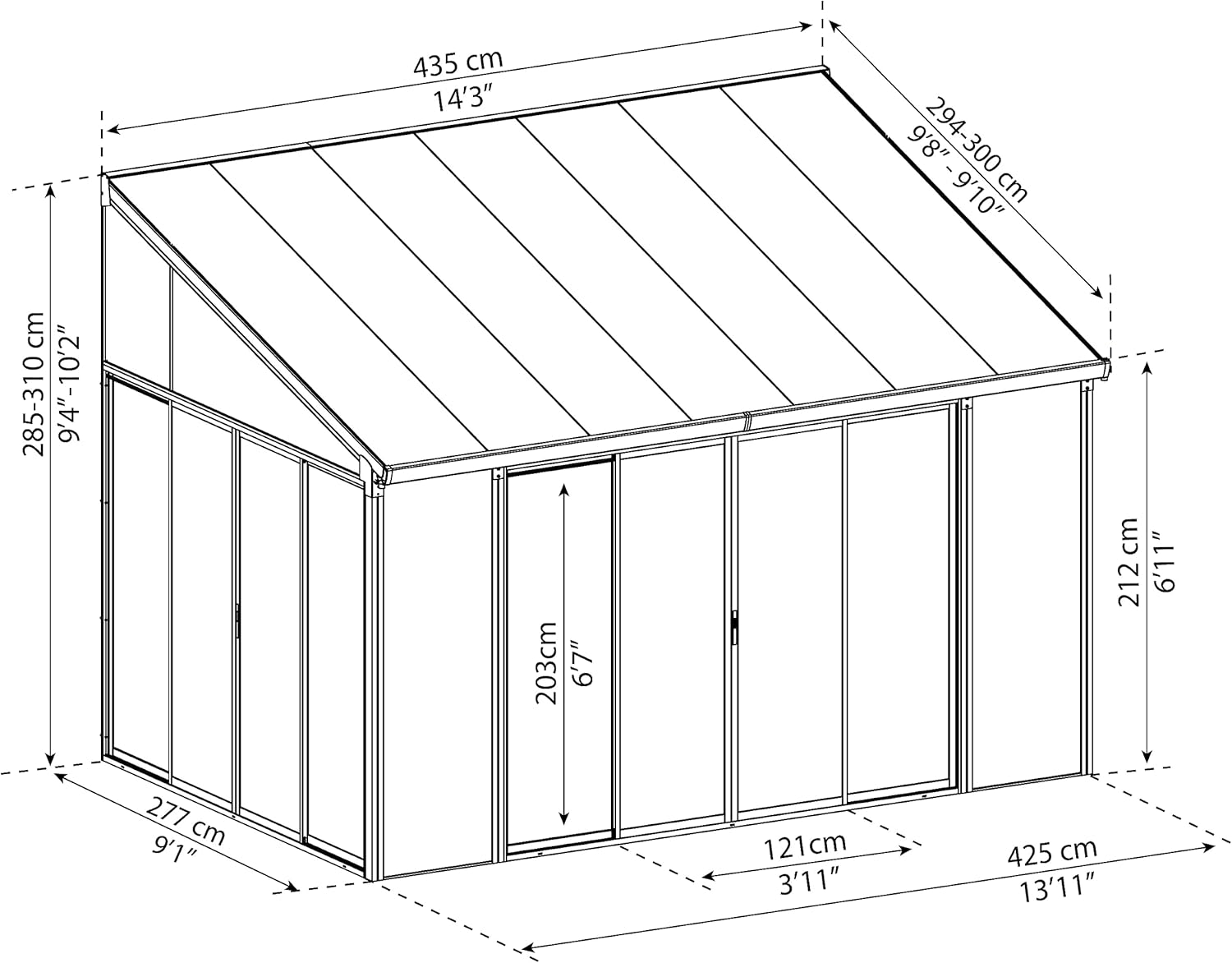 Palram - Canopia SanRemo 10x14 Enclosed Patio Cover Outdoor Canopy, White DIY Sunroom Kit Lean to Gazebo with Walls to Cover Patio Furniture, Deck, & Porch, UV Protected Polycarbonate Shelter