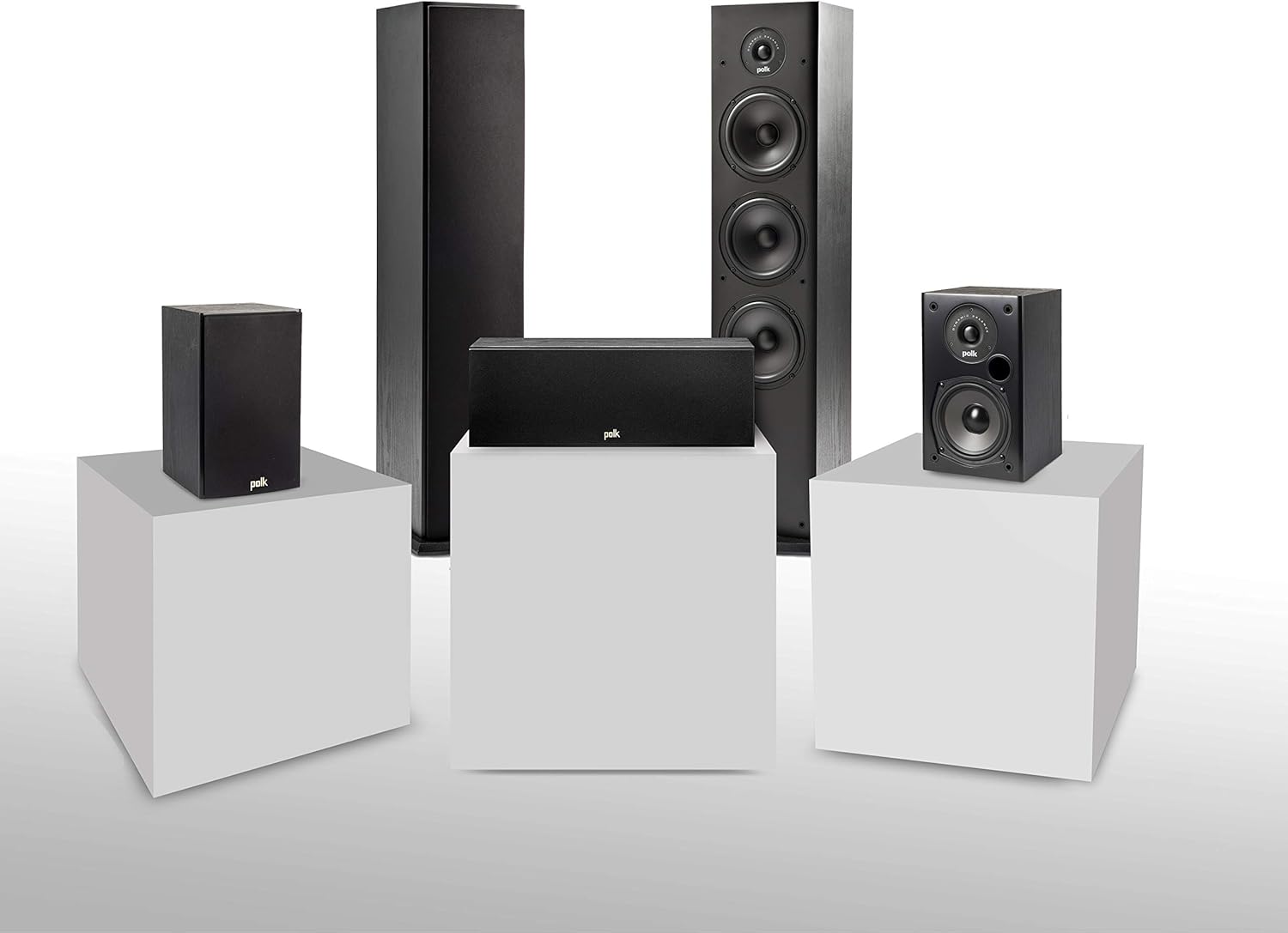 Polk Audio T15 100 Watt Home Theater Bookshelf Speakers &ndash; Hi-Res Audio with Deep Bass Response | Dolby and DTS Surround | Wall-Mountable| Pair, Black
