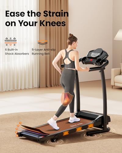 Treadmills for Home, 3.0HP Folding Treadmill with Incline, Small Space Portable Running Machine, 240 Lbs Capacity with 12 Preset PROG, LED Display, Speaker and Cup Holder