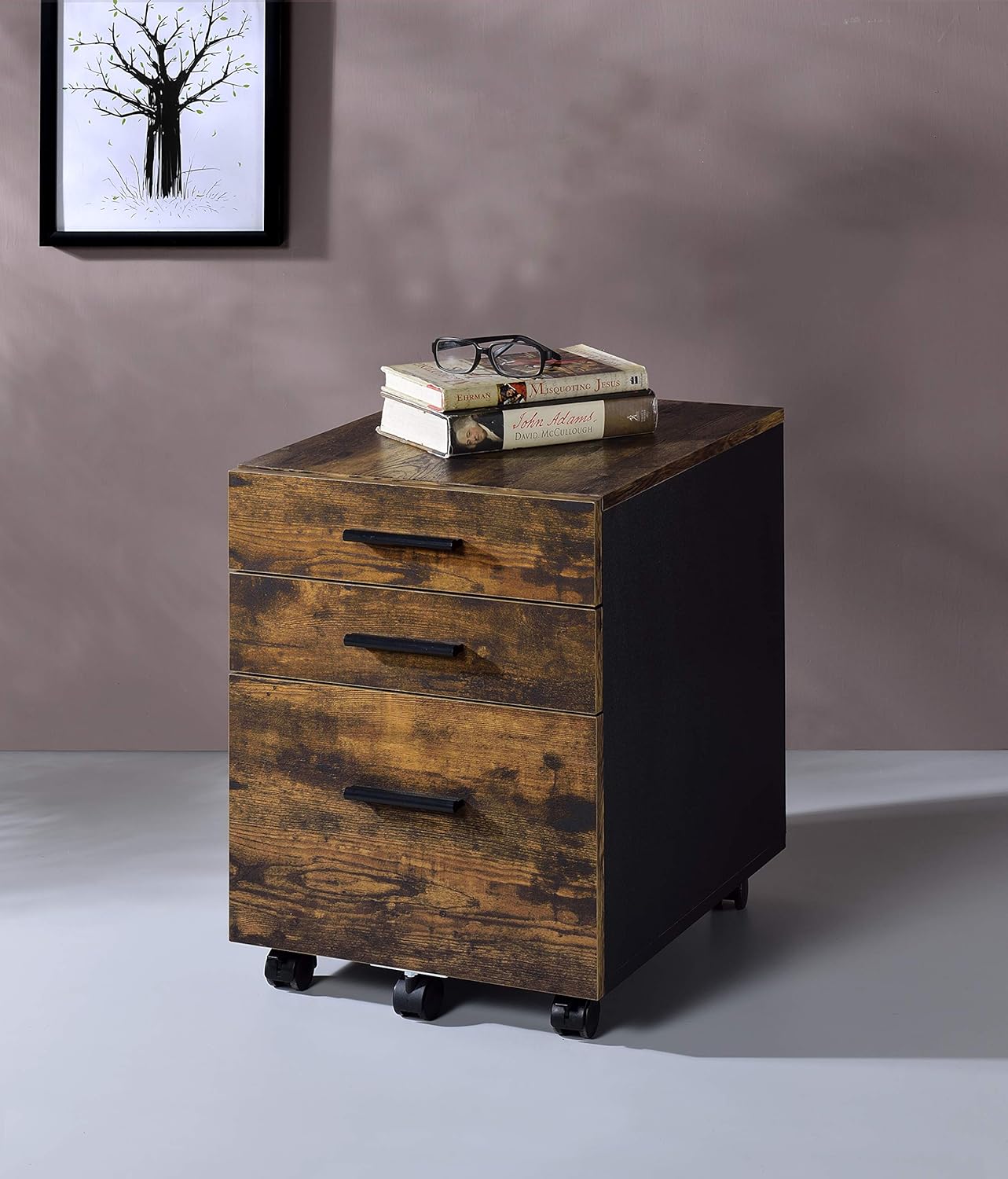Acme Furniture Abner File Cabinet, Weathered Oak