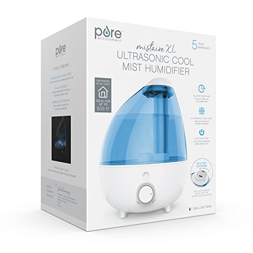Pure Enrichment MistAire Ultrasonic Cool Mist Humidifier - Quiet Air Humidifier for Bedroom, Nursery, Office, & Indoor Plants - Lasts Up To 25 Hours