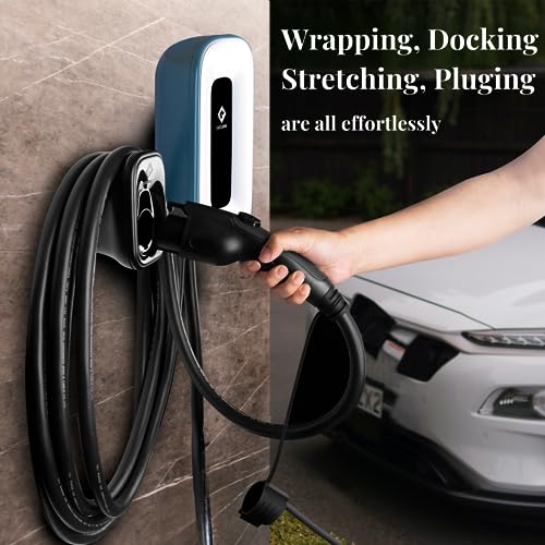 EV Charger Level 2，50 Amp Charge Station, 240V Level 2 Charger,Indoor/Outdoor EVSE, 25Ft Cable& 37" Power Cord Level 2 ev Charger, 2.4GWiFi/APP/RFID Card (NEMA14-50 Plug or Hardwired)