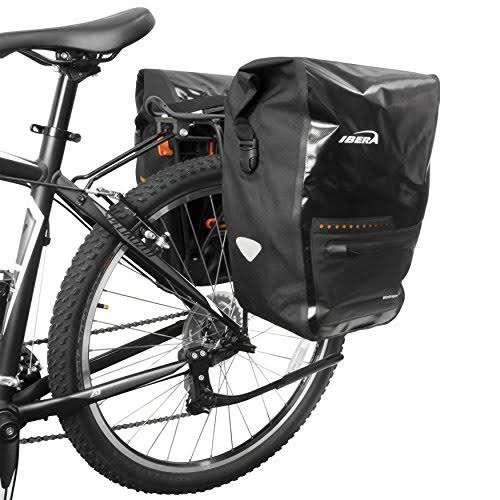 Ibera Bike Pannier Bag - PakRak Clip-On Quick-Release Waterproof Bicycle Panniers (Pair) (Black)