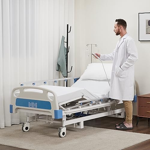 Premium 3 Function Electric Hospital ICU Bed with Mattress & IV Pole.
