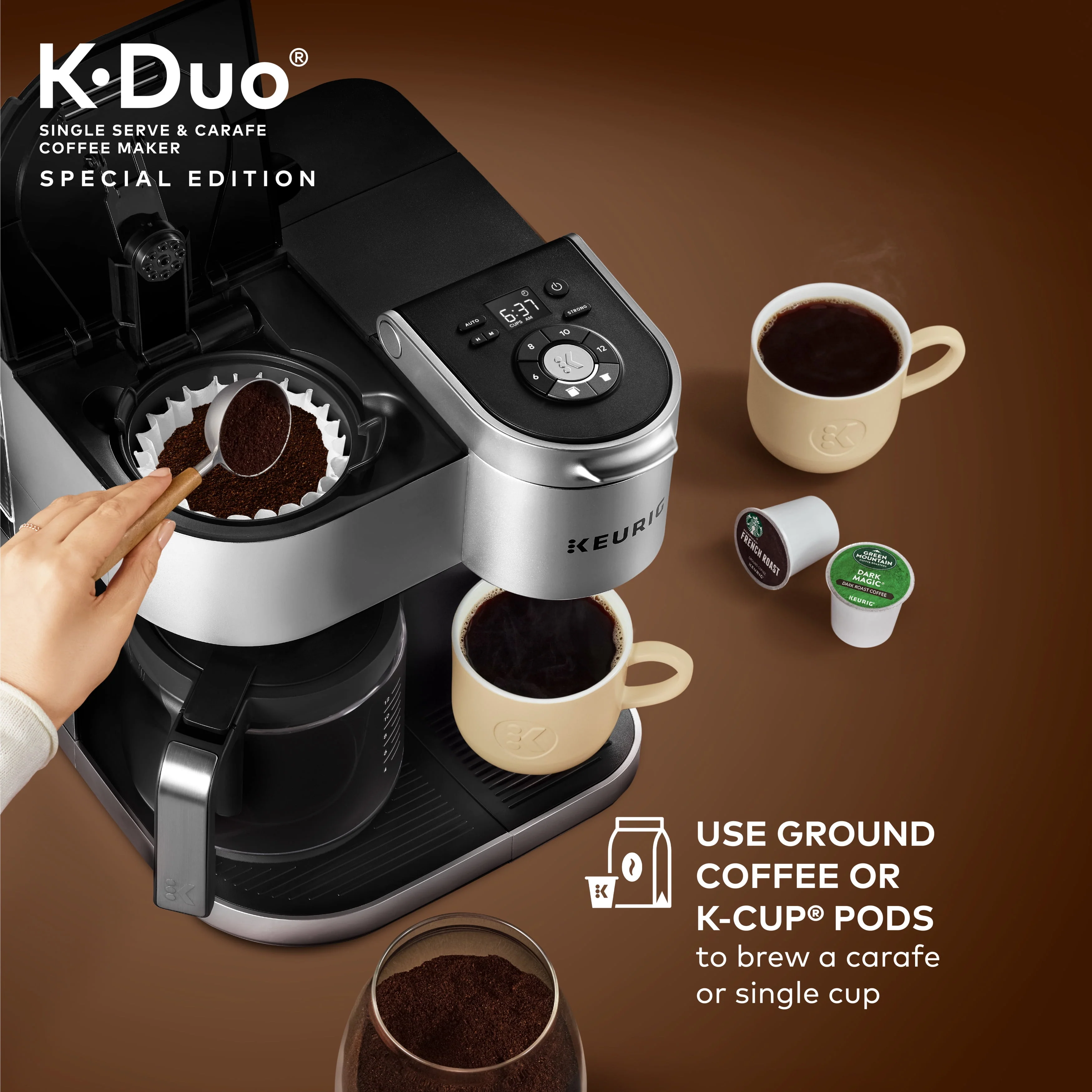 Keurig® K-Duo Special Edition Single Serve K-Cup Pod & Carafe Coffee Maker, Silver