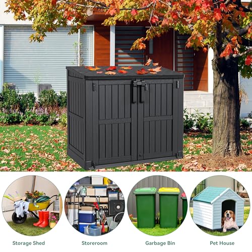 YITAHOME 8x6.2FT Outdoor Storage Shed w/o Floor, All-Weather Plastic Shed with Lockable Doors, Window & Vents, Plastic Tool Shed for Backyard, Patio, Poolside, Lawn, Gray