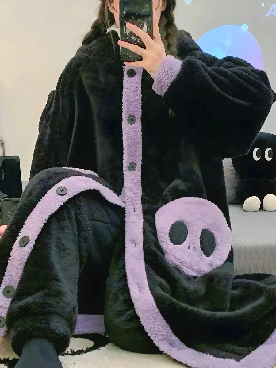 'Batsy' Kawaii Fleeced Bear Pattern Warm Pjms