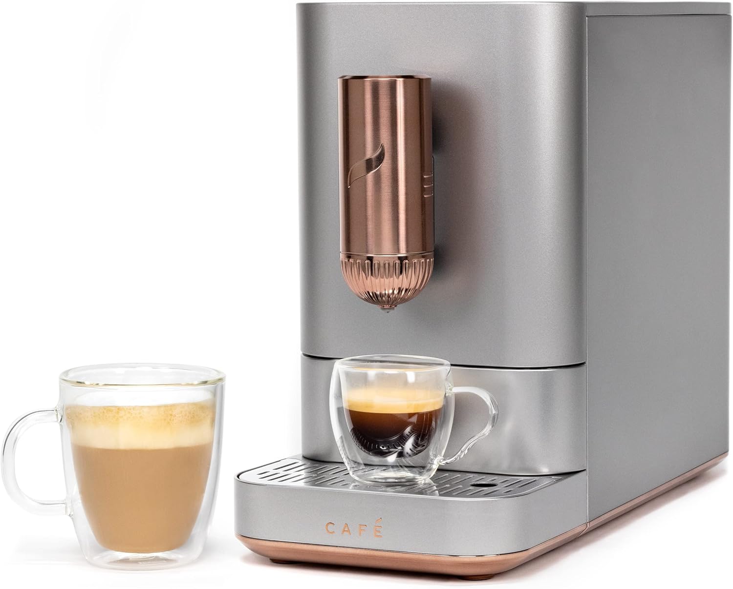 Café Affetto Automatic Espresso Machine | Brew in 90 Seconds | 20 Bar Pump Pressure for Balanced Extraction | Five Adjustable Grind Size Levels | WiFi Connected for Drink Customization | Matte White