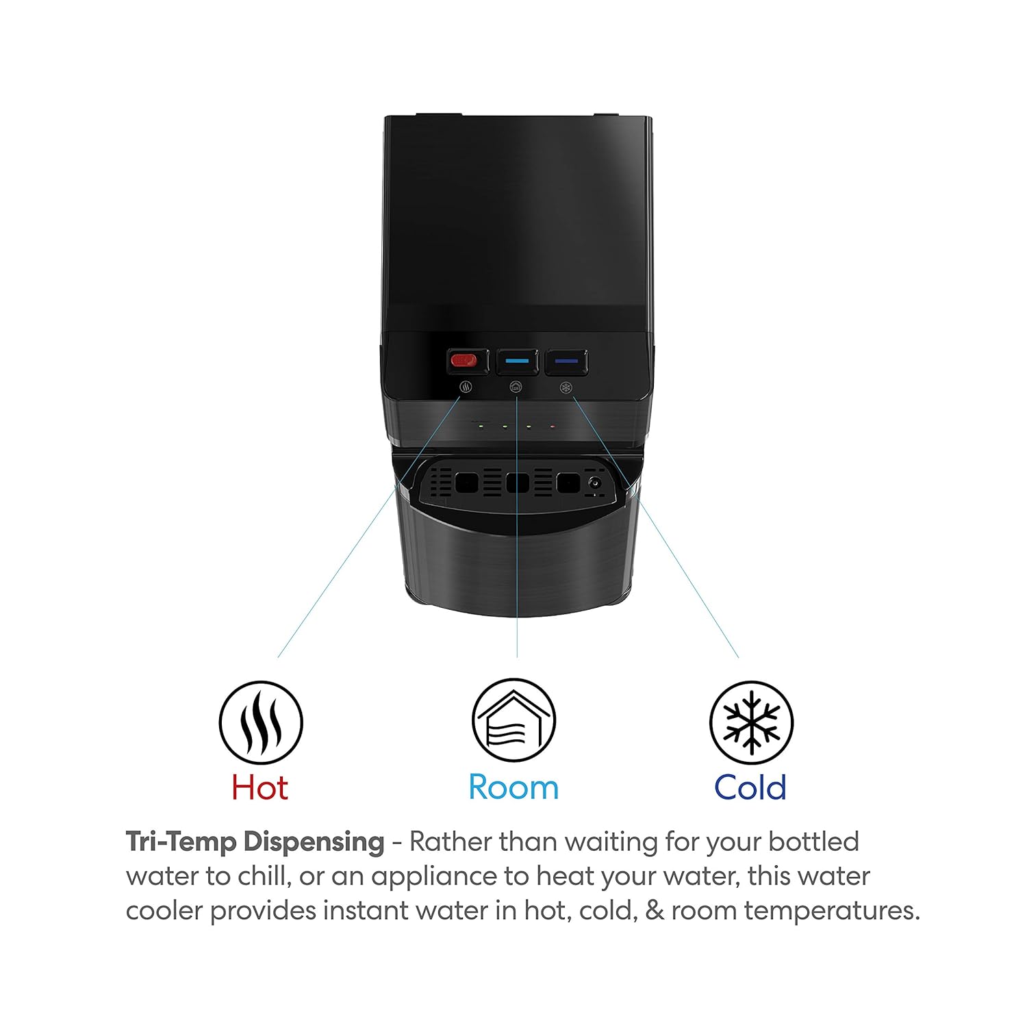 Brio Self Cleaning Bottom Loading Water Cooler Water Dispenser &ndash; Black Stainless Steel - 3 Temperature Settings - Hot, Room & Cold Water - UL/Energy Star Approved