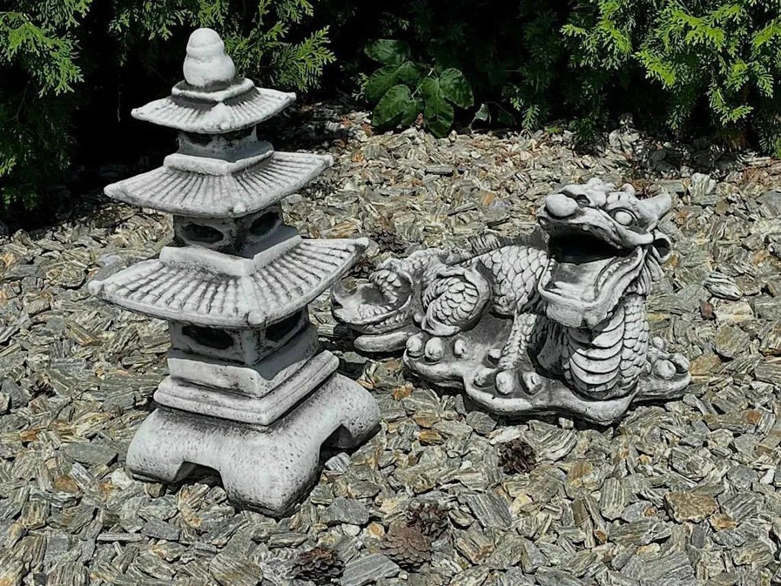 Massive Concrete Pagoda Statue Asian Lantern Figurine Zen Garden Sculpture Outdoor Japanese Decoration