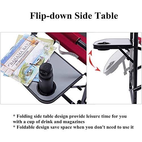 Timber Ridge Director&s Chair Folding Aluminum Camping Portable with Side Table