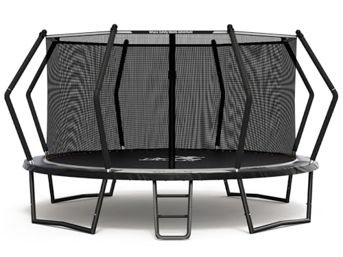 BCAN 8FT 10FT 12FT 14FT 15FT 16FT Recreational Trampoline with Enclosure for Kids Adults, ASTM Approved, Outdoor Trampolines with Ladder for Kids