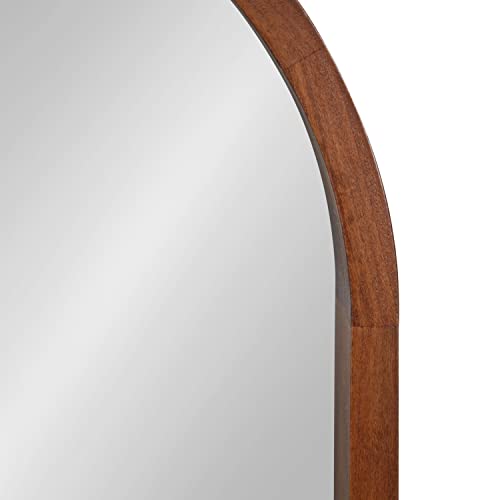 Kate and Laurel Hutton Rustic Modern Farmhouse Arch Mirror, 24" x 36", Natural Wood Finish