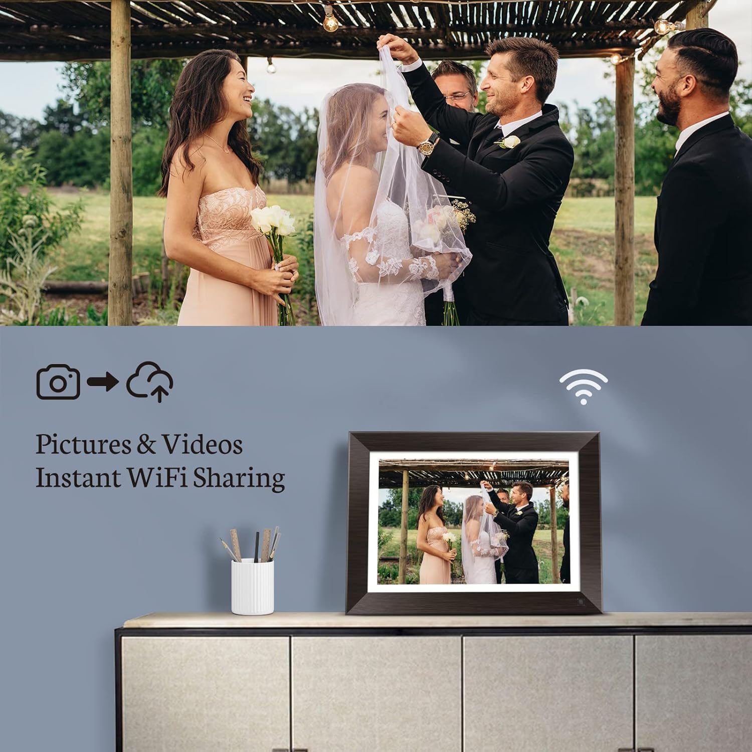 BSIMB Digital Picture Frame IPS Display, Wall-Mountable Electric Photo Frame with Remote Control, Place in Landscape&Portrait, Gift for Mother's Day