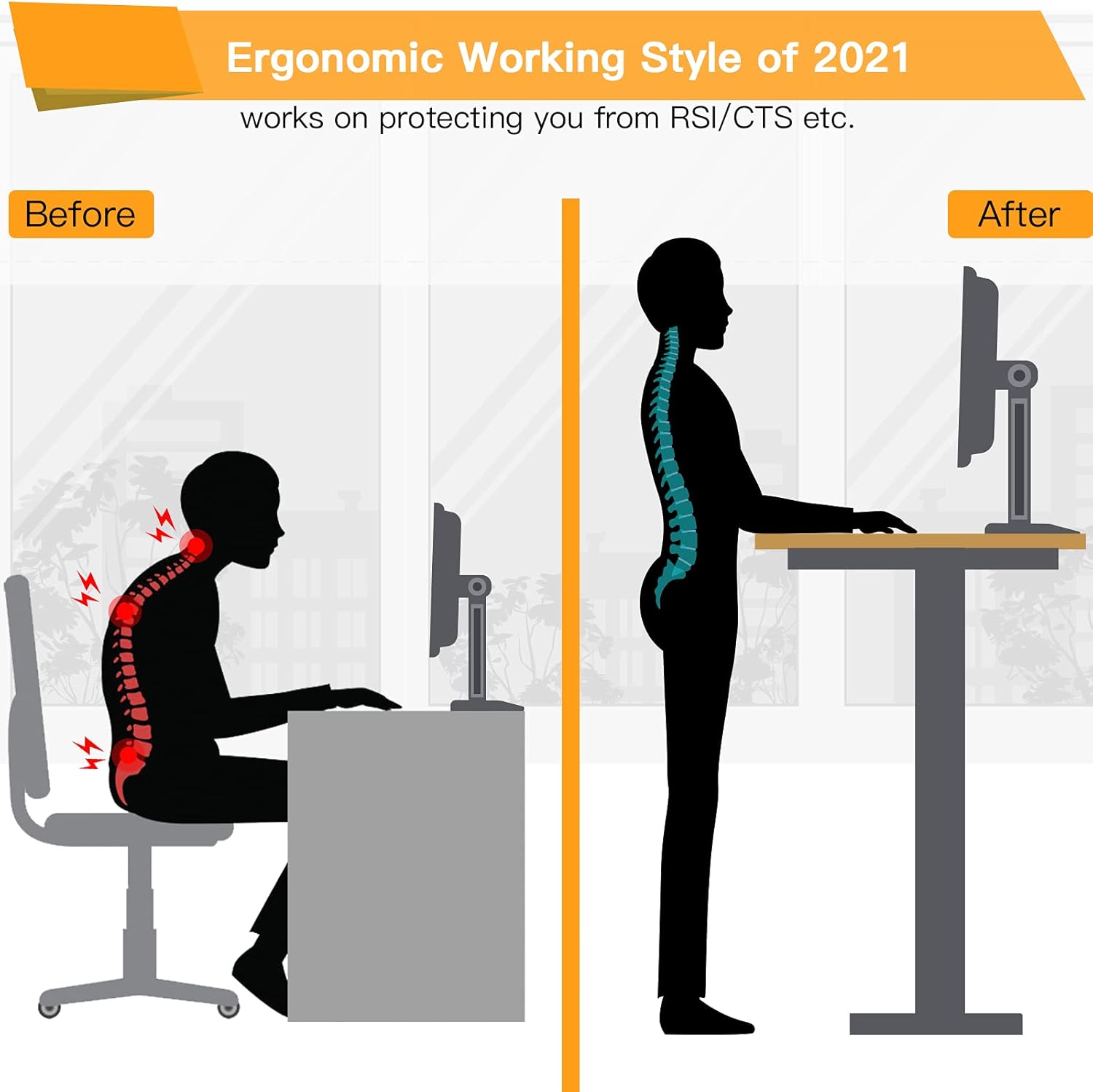 Electric Stand up Desk Frame - ErGear Height Adjustable Table Legs Sit Stand Desk Frame Up to 47.2" Ergonomic Standing Desk Base Workstation Frame Only