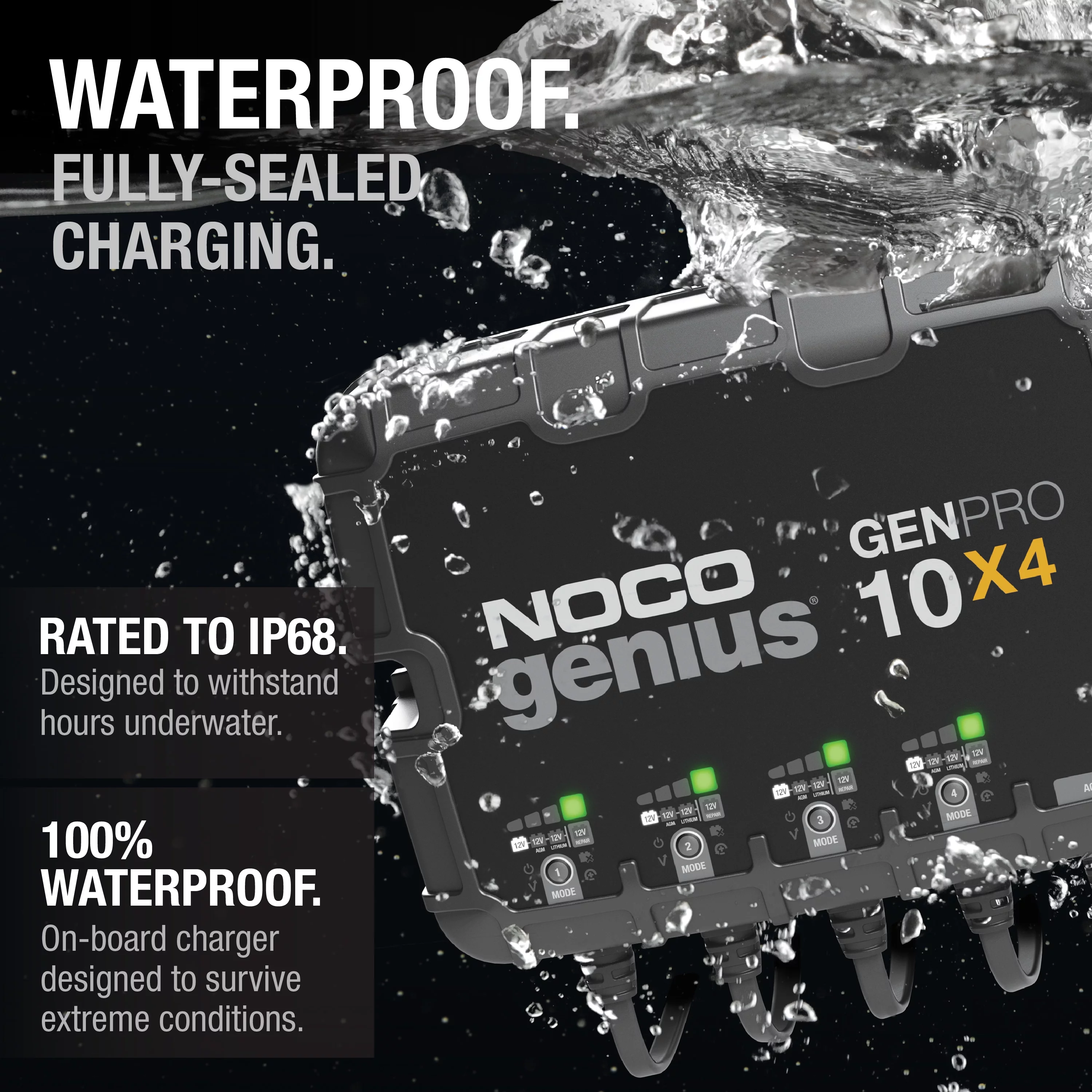 NOCO Genius GENPRO10X4 4-Bank 40A (10A/Bank) 12V Onboard Battery Charger